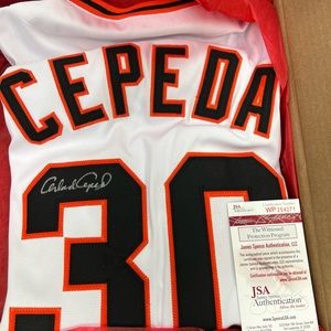 Orlando Cepeda autographed Jersey.  JSA Authinicated